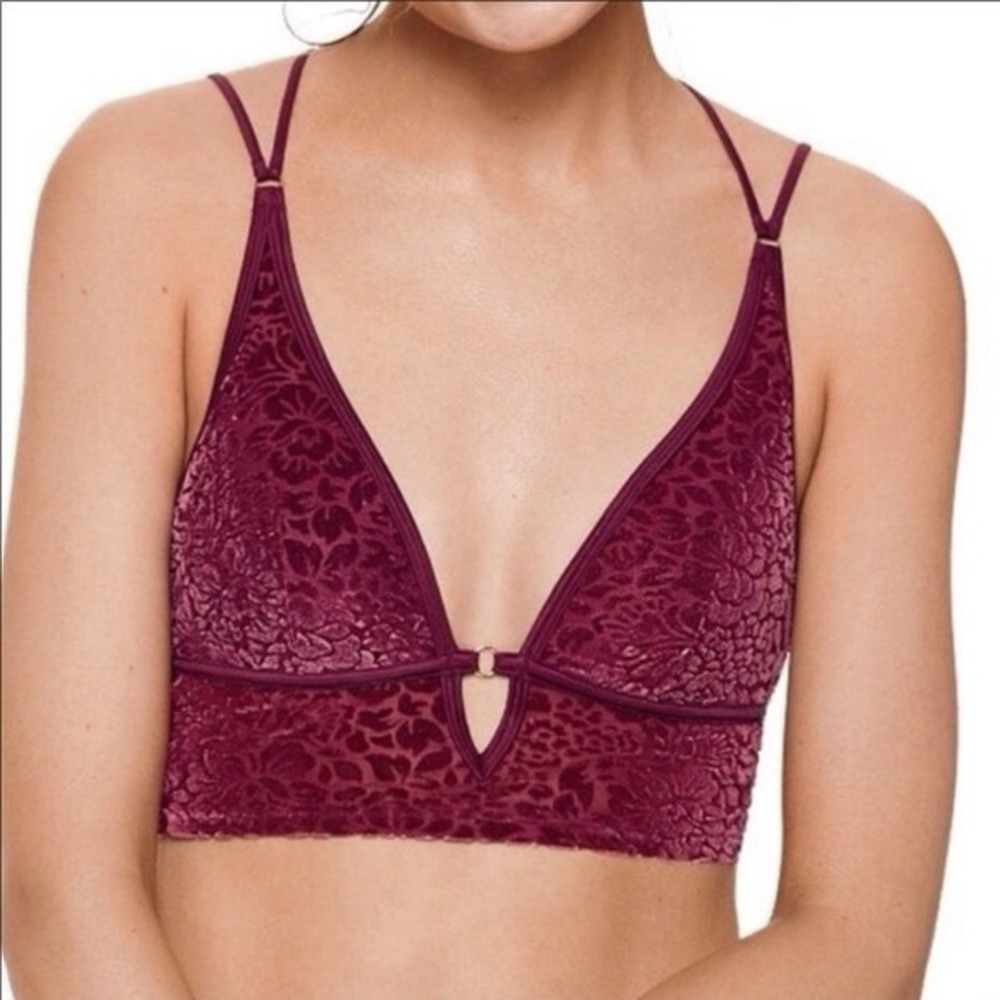 Victoria`s Secret Pink Lightly Lined Bralette Velvet Size Large‎ Vamp Red